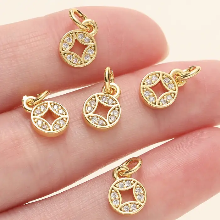 Pendentifs ronds plaqués or 14/18K