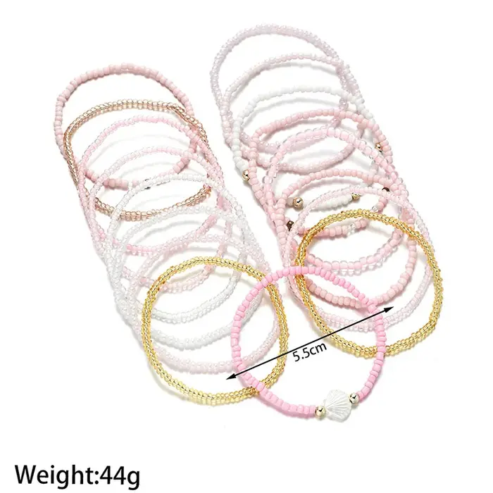 Lot de 17 bracelets en perles pastel pour femme