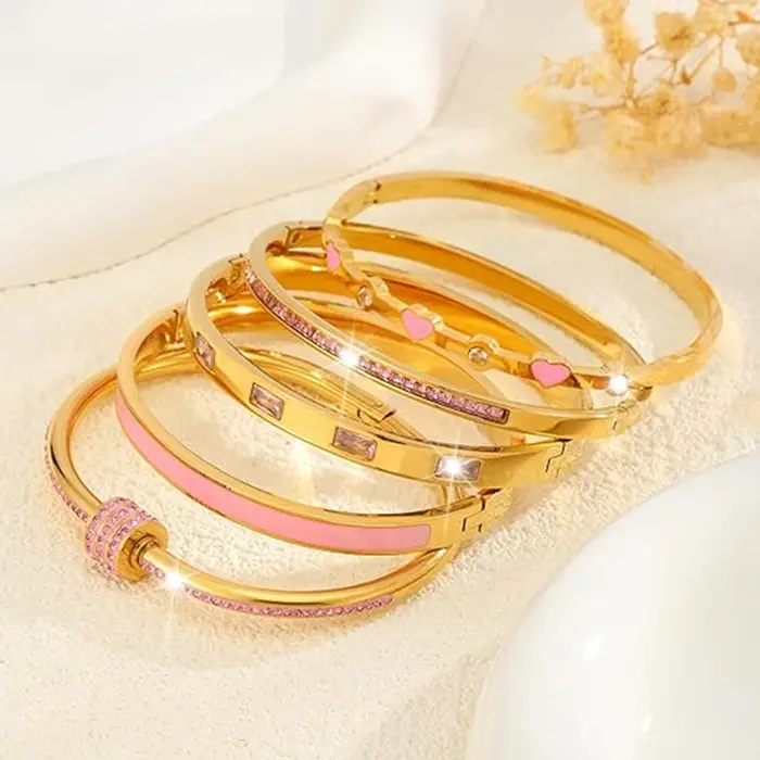 Ensemble de bracelets empilables de couleur or pour femmes