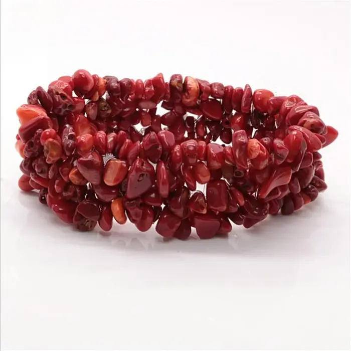 Bracelet en pierre naturelle rouge multicolore fait à la main pour femmes avec fermoir de sécurité caché pour diverses occasions spéciales