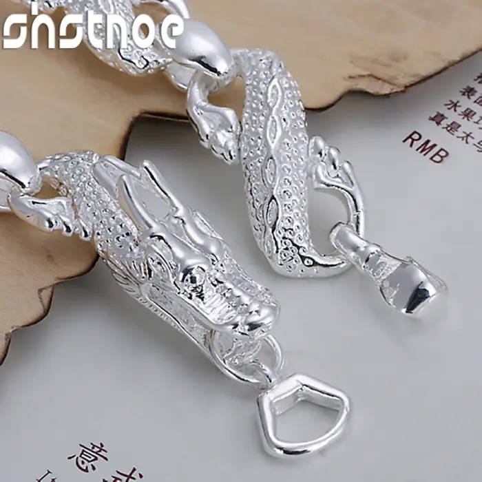 Bracelet chaîne dragon en argent sterling 925