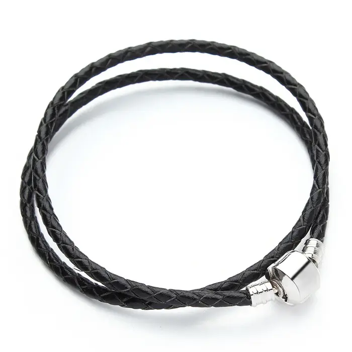 Bracelet en cuir tressé Double couche, 12 couleurs, adapté aux bracelets porte-bonheur originaux, fa
