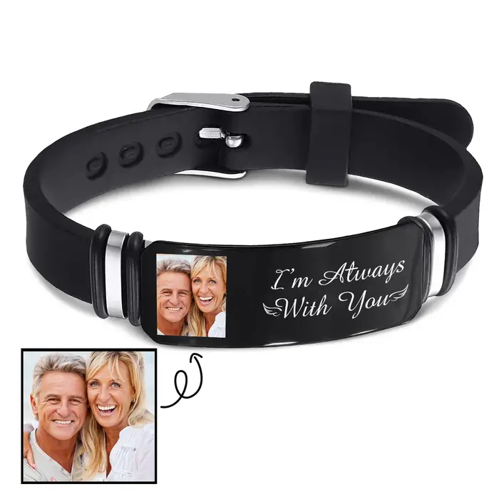 Bracelet en Silicone personnalisé avec photo et texte gravé pour homme et femme, cadeau d'anniversaire, bracelet de suivi d'humeur, bracelet gravé personnalisé en acier inoxydable