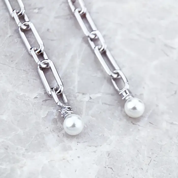 Boucles d'oreilles en argent regardé 925 avec perle pour femme