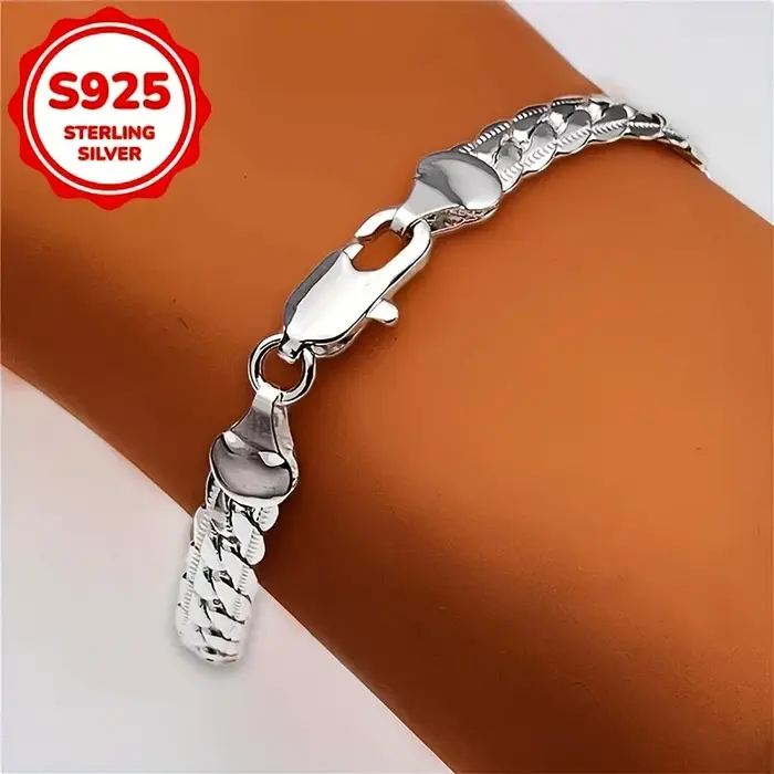 Bracelet chaîne cubaine en argent sterling 925, 5mm, mignon, pour femmes et hommes, 20cm, 8 pouces, 