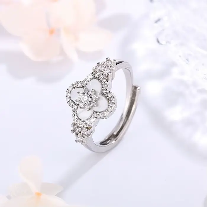 Collier pendentif trèfle à quatre feuilles ajouré en nacre plaquée Rhodium brillant pour femmes, bij