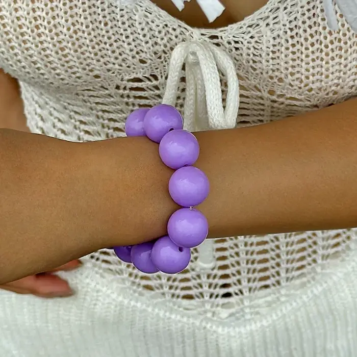 Bracelets colorés en grosses perles pour femmes, personnalité Punk en résine, accessoires de bijoux 