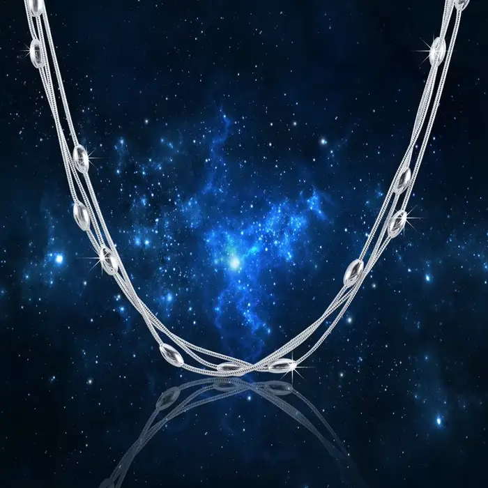 Collier de perles et breloques en argent sterling 925 Noble Fashion pour femme – Bijoux tendance pou