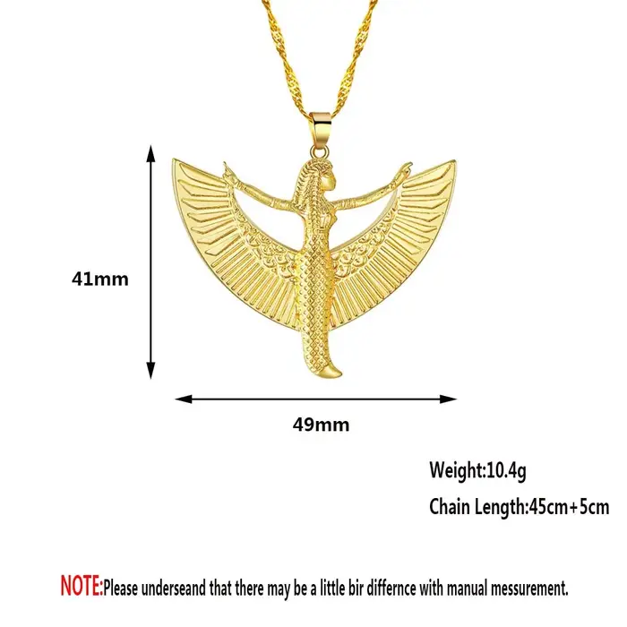 Isis déesse étain antique égyptien occulte divinité mode couleur or pendentif collier pour femmes cadeau pour petite amie bijoux