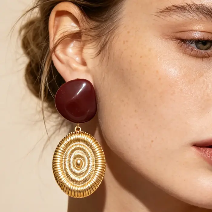 Boucles d'oreilles pendantes ZAA en résine et métal géométrique en forme de conque pour femme