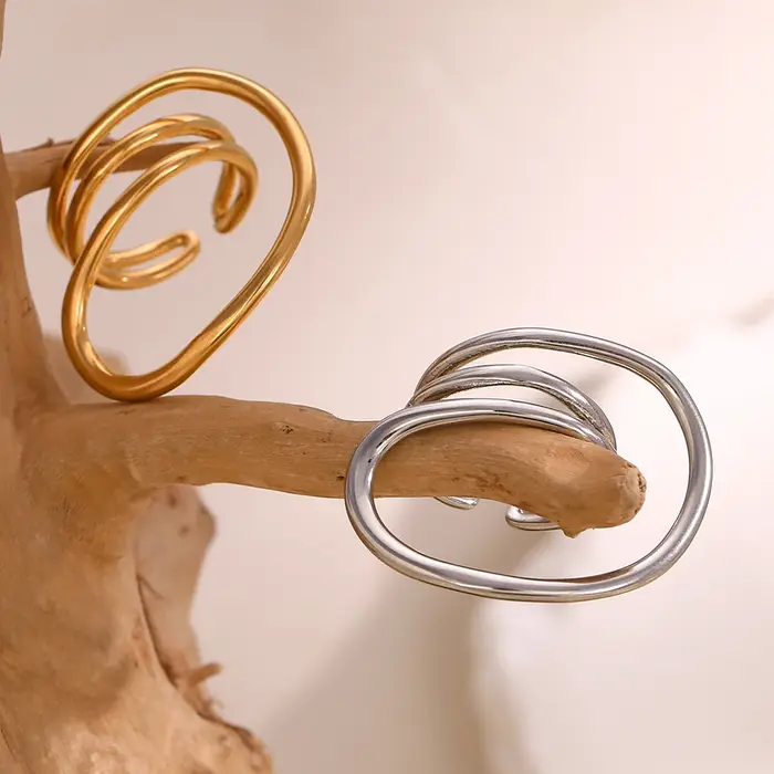 E.B.belle-Bague à Lignes Géométriques Déformées pour Femme