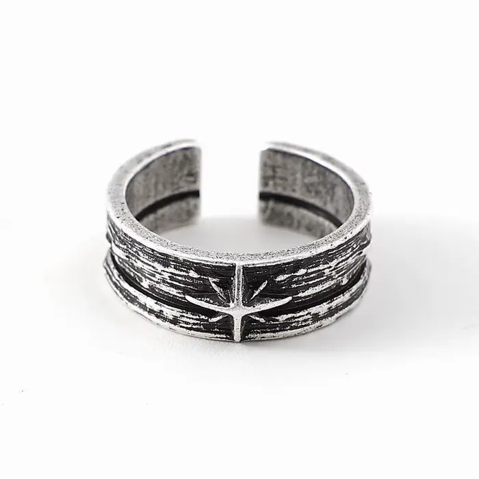 Bague ouverte réglable unisexe en argent, style punk gothique, nuit étoilée, rétro, bijoux faits à l