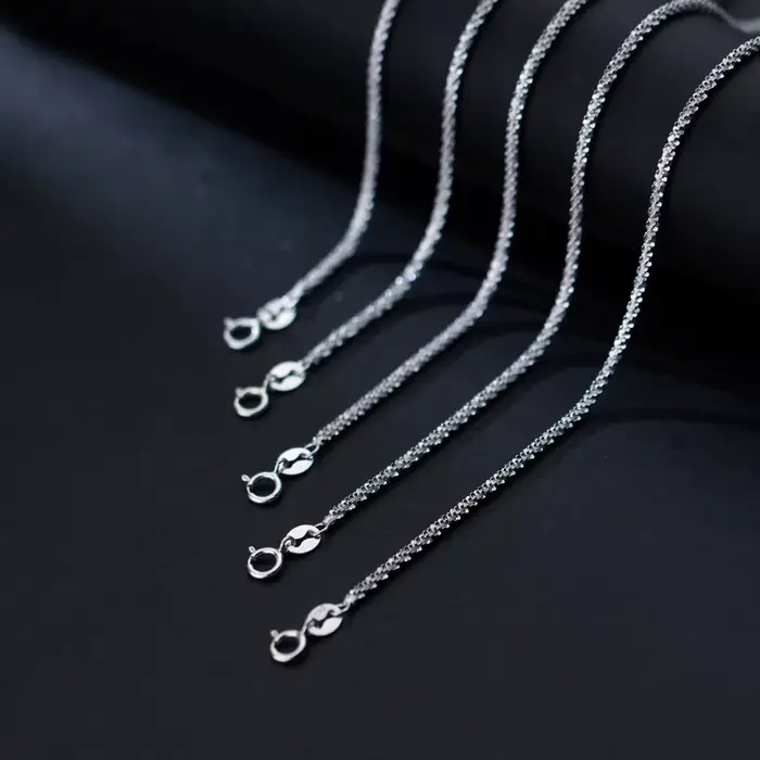 40 cm 45 cm 50 cm 55 cm 60 cm 70 cm 80 cm femme collier pour femmes sur le cou argent 925 chaîne colliers femmes fille mode bijoux Bling