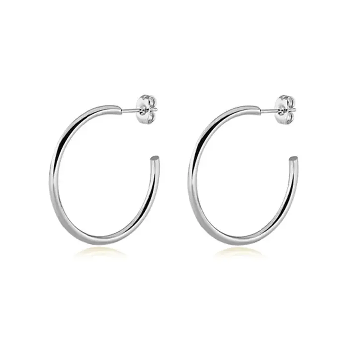 1 paire Punk rond cercle créole boucles d'oreilles femme or argent couleur acier inoxydable lettre C