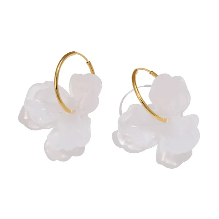 Boucles d'oreilles fleuries pour femmes, pendantes détachables, en acier inoxydable plaqué or 18 car