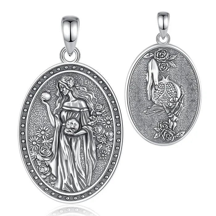 Eudora 925 argent Sterling déesse sombre Persephone collier grenade crâne pendentif mythologie grecq