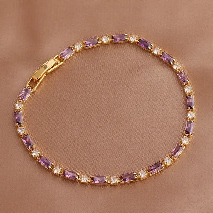 Bracelet de Tennis CZ en Zircon glacé arc-en-ciel pour femmes, extensible et réglable, Hippie, acces