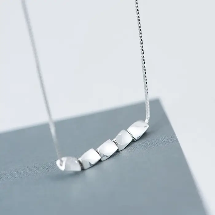 Collier de perles géométriques pour femmes, en argent pur 999, simple et élégant, minimaliste, polyv