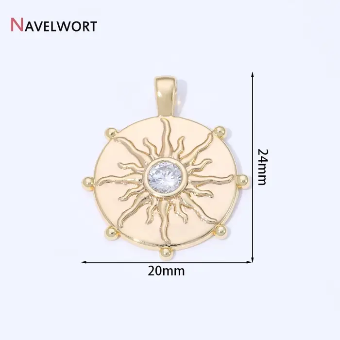 Pendentif fleur de soleil plaqué or 14 carats