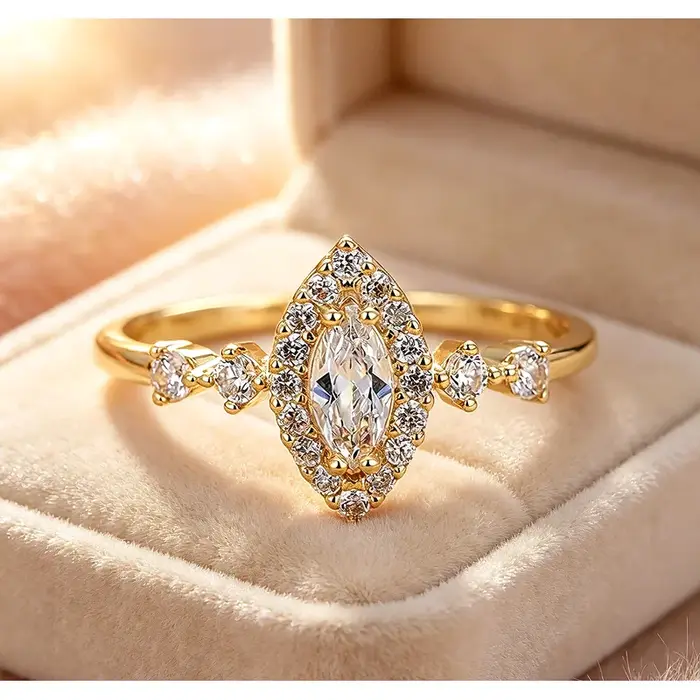 Bagues de mariage exquises en argent sterling 925, zircone marquise, couleur or de luxe, bijoux de f