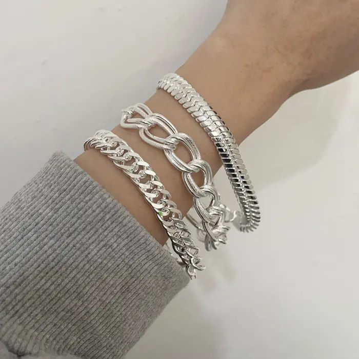 Bracelet en argent Sterling 100% massif pour femmes et hommes