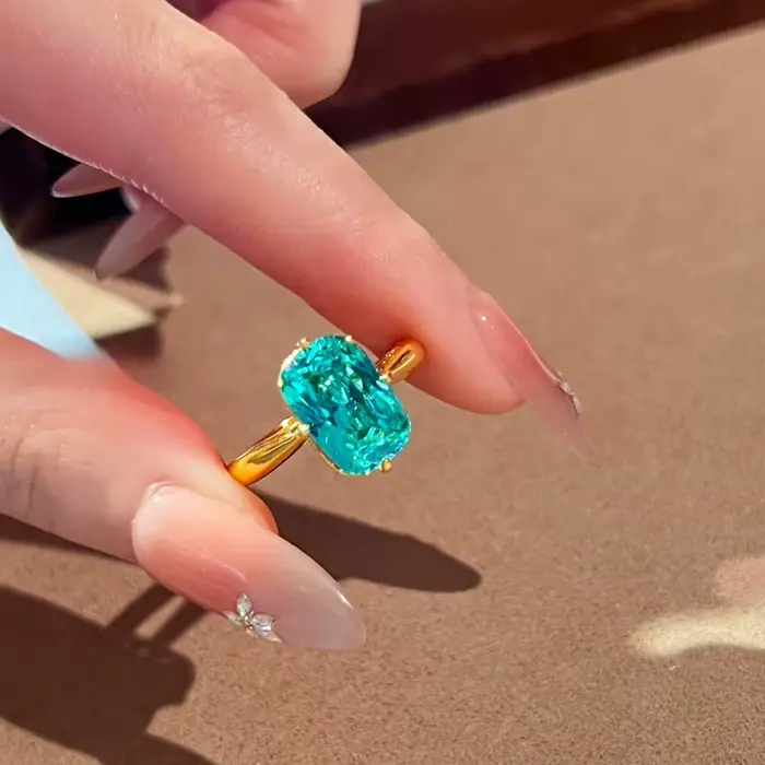 Bague rétro en diamant Paraiba classique pour femmes engagement mariage anniversaire ocassion spéciale avec certificat GDTC