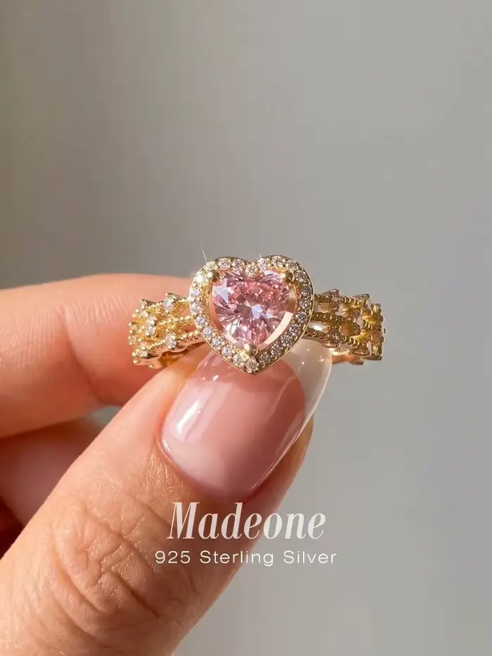 Bague en argent sterling 925, élégante et unique, avec zircon en forme de cœur, pour femmes, mariage
