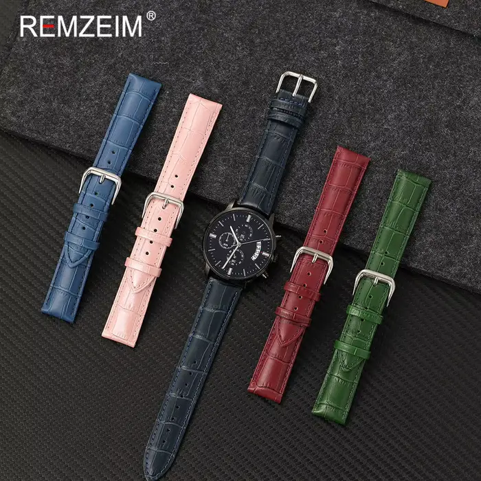 Bracelet de montre en cuir synthétique pour femmes, 14mm, 16mm, 18mm, 20mm, 22mm, décontracté, élégant, motif gaufré, bracelet de remplacement