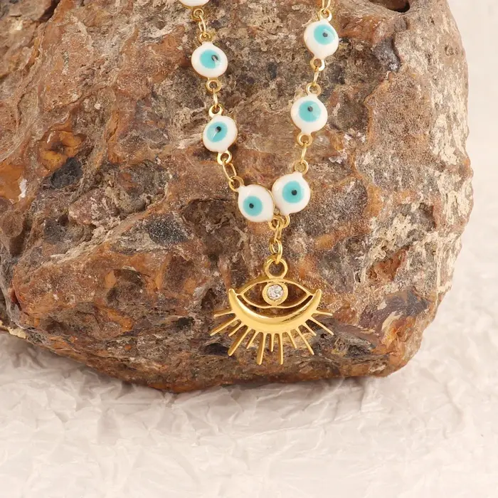 Collier à breloques mauvais œil de couleur bleue pour femmes et hommes