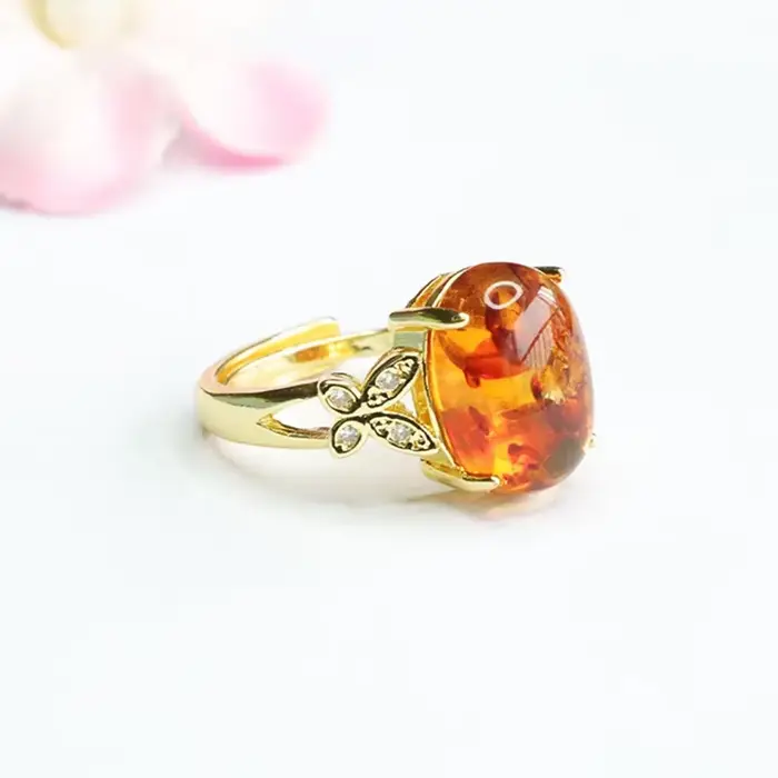 Bague en ambre naturel, anneau en ambre Floral, bijoux pour femmes, artisanat fait à la main, expédition directe, accessoires de Bracelet HP3120505
