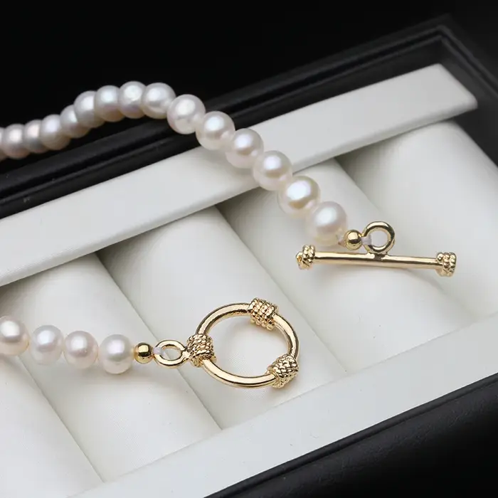 Collier de perles d'eau douce naturelles blanches véritables pour femme