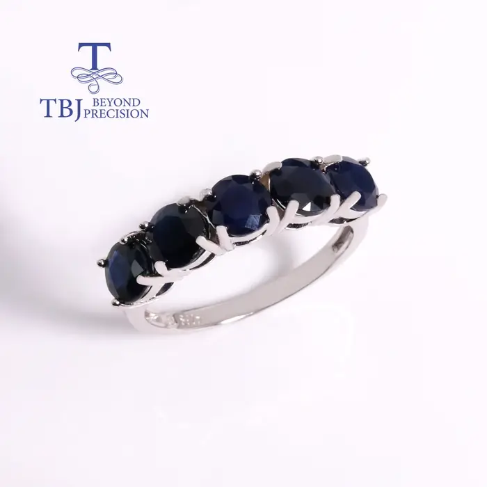 Bague en saphir bleu naturel Noble et élégante, bijoux fins en argent sterling 925 avec de vraies pi