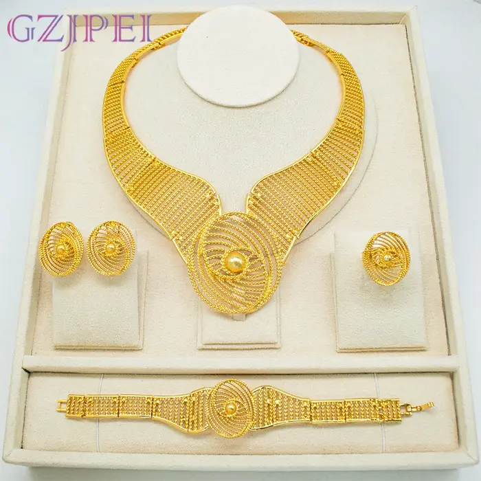GZJPEI – grand ensemble de bijoux couleur or, grand collier ras du cou, exagération, éthiopien, ital