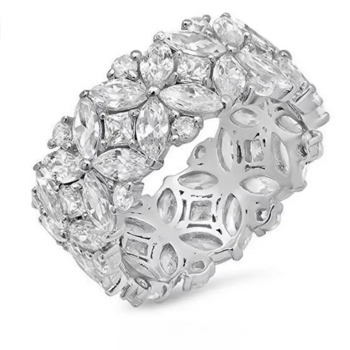 Bague en argent sterling 925 avec diamant de laboratoire en forme de fleur, pour femme, idéale pour 