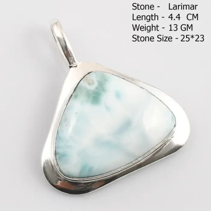 Pendentif en pierre semi-précieuse Larimar avec cadre en argent tibétain pour femmes occasions spéciales cadeau unique