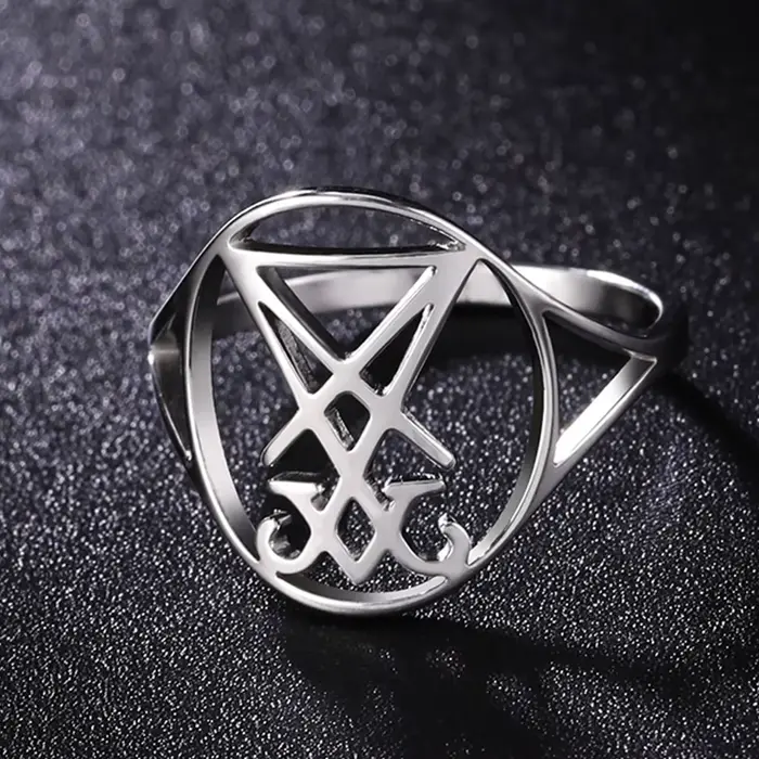 Dawapara Leviathan croix anneau église sceau de Lucifer Lorraine croix symbole alchimique bague en a