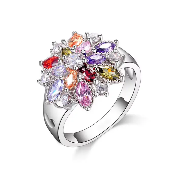 Bague en argent Sterling 925, bijoux colorés en zircone cubique, Design floral, Style mignon, pour f