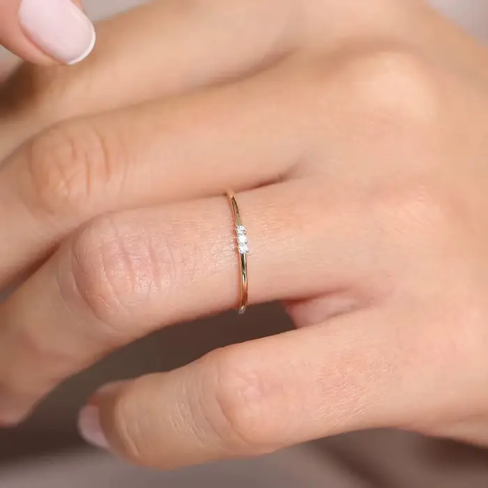 Bague minimaliste en argent regardé S925 pour femme
