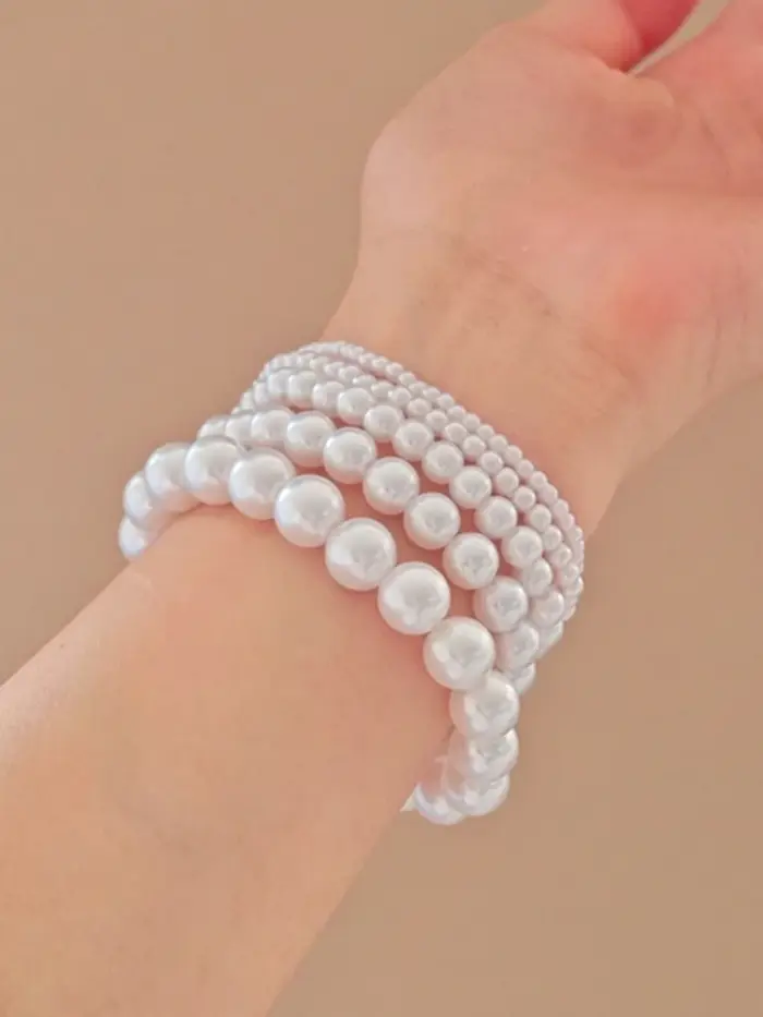 Bracelets en perles d'imitation, chaînes de perles uniques, Bracelet élastique rétro, beau ensemble 