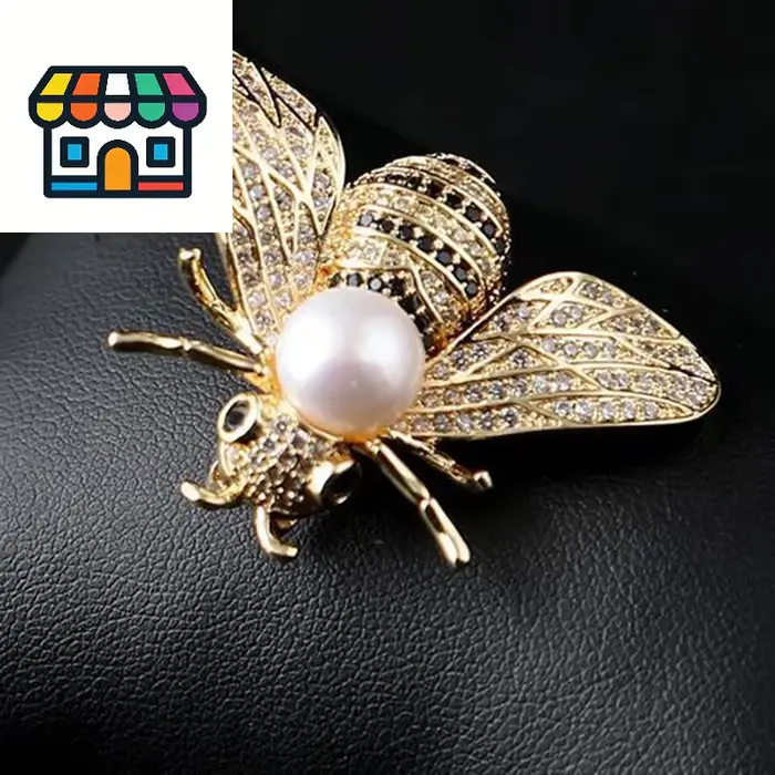 Broche de la série Insectes, délicate broche petite abeille, bijou en strass de cristal