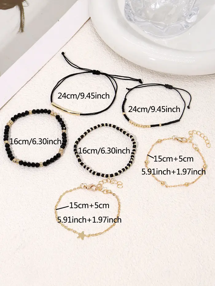 Bracelet Bohème en Perles de Verre Noir pour Femmes Occasions Spéciales Vacances Élégant Accessoire de Mode