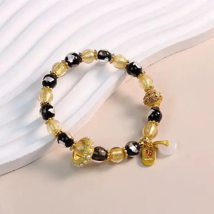 Bracelet porte-bonheur béni, temple de luxe léger, bijoux culturels et créatifs, encens, glaçage de cendres, chaîne à main, cadeau pour filles