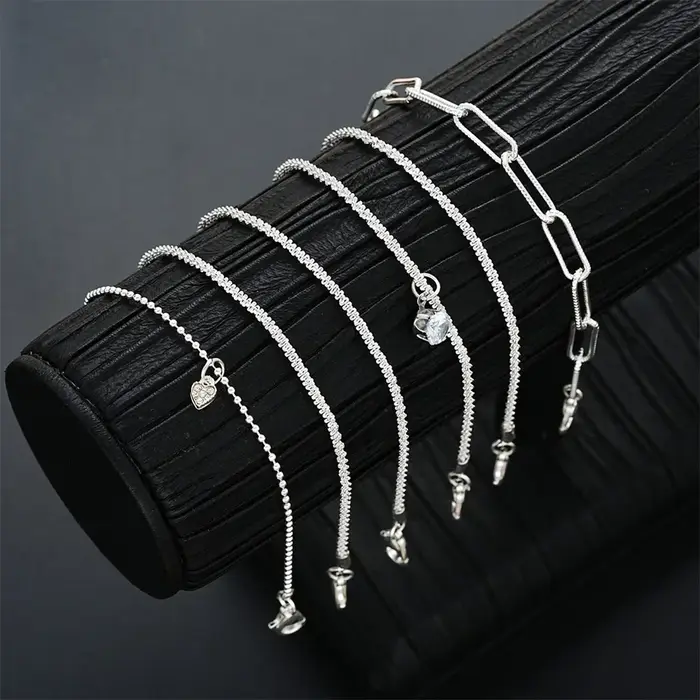 Bracelets en argent Sterling 925 avec strass pour femmes et filles