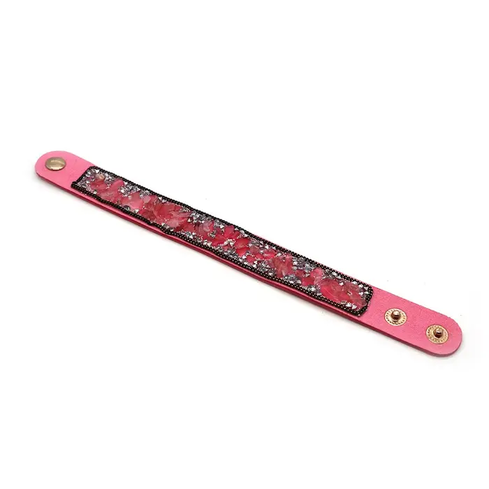 Bracelet en cuir avec perles de pierre naturelle larges, pour filles, ornements faits à la main pour
