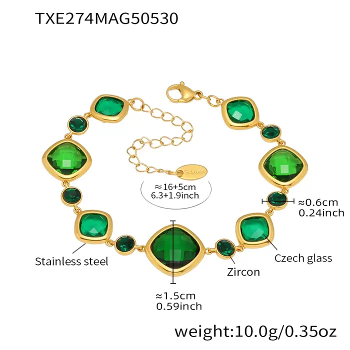 Bracelet carré Noble en acier inoxydable pour femmes, pierres de verre en Zircon de luxe, bijoux à b