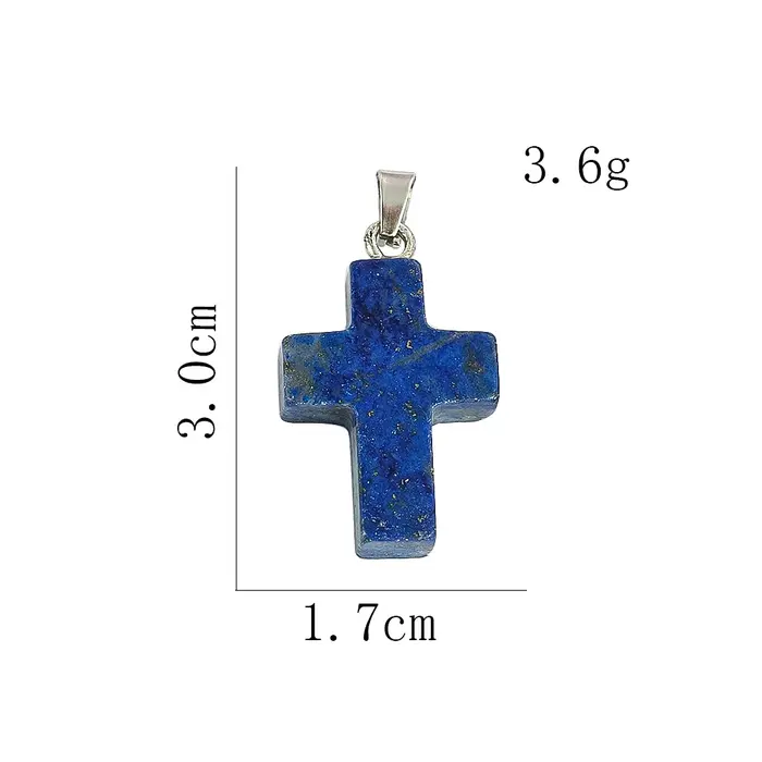 Pendentif croix Lapis Lazuli naturel, pierre brute semi-précieuse, collier à breloques énergétiques 