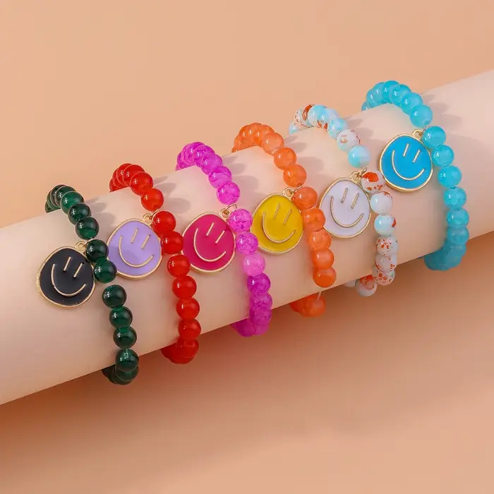 Aihua bohème fait à la main perles colorées Bracelet pour femmes mignon sourire visage bracelets à breloques filles fête vacances bijoux cadeaux