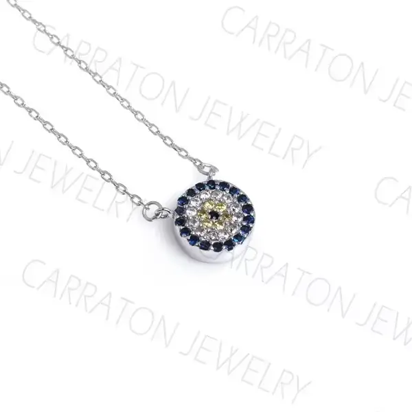 KALETINE mauvais œil colliers 925 en argent Sterling collier rond AAA CZ pour les femmes lien chaîne