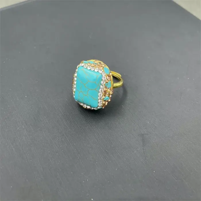 Bijoux turcs naturels bleu Turquoise pour femmes, pierres précieuses, strass, cristal, collier, bagu