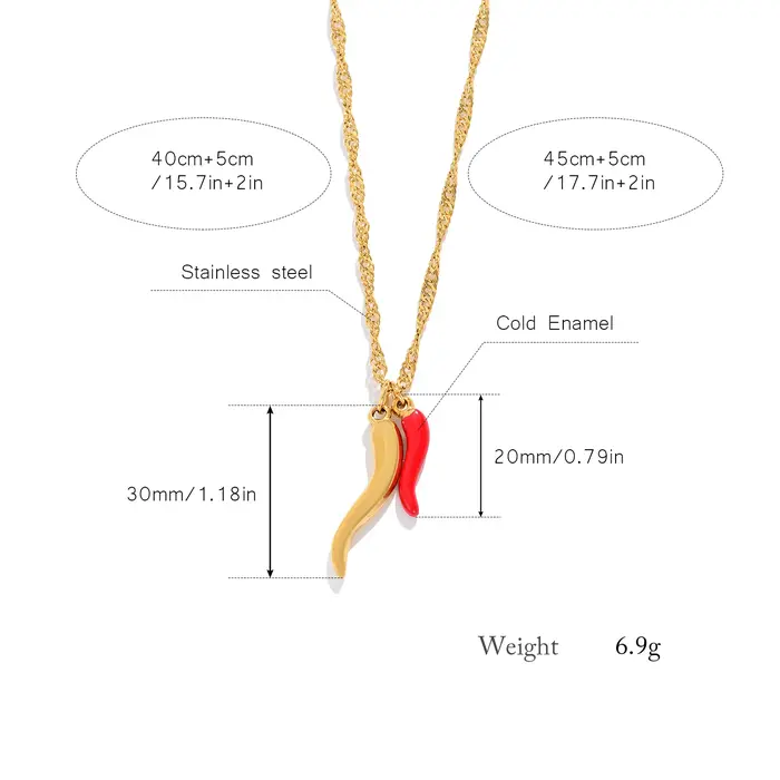 Collier pendentif porte-bonheur Chili Pepper